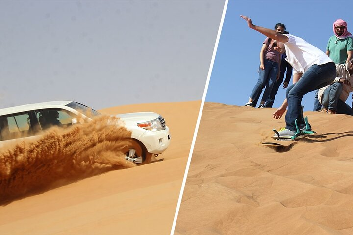 Experience the excitement of dune bashing and sand surfing against the stunning backdrop of the Red Dunes where adventure meets the rich heritage of the Arabian Desert.